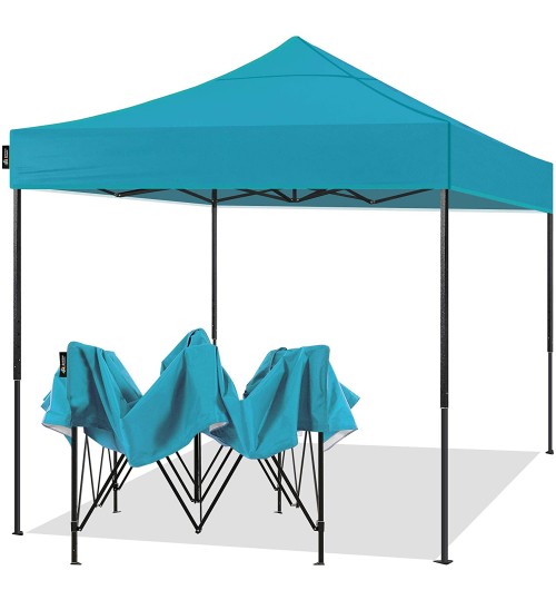 AMERICAN PHOENIX 10x10 Pop Up Canopy Tent Portable Instant Adjustable Easy Up Tent Outdoor Market Canopy Shelter (10'x10' (Black Frame), Teal)